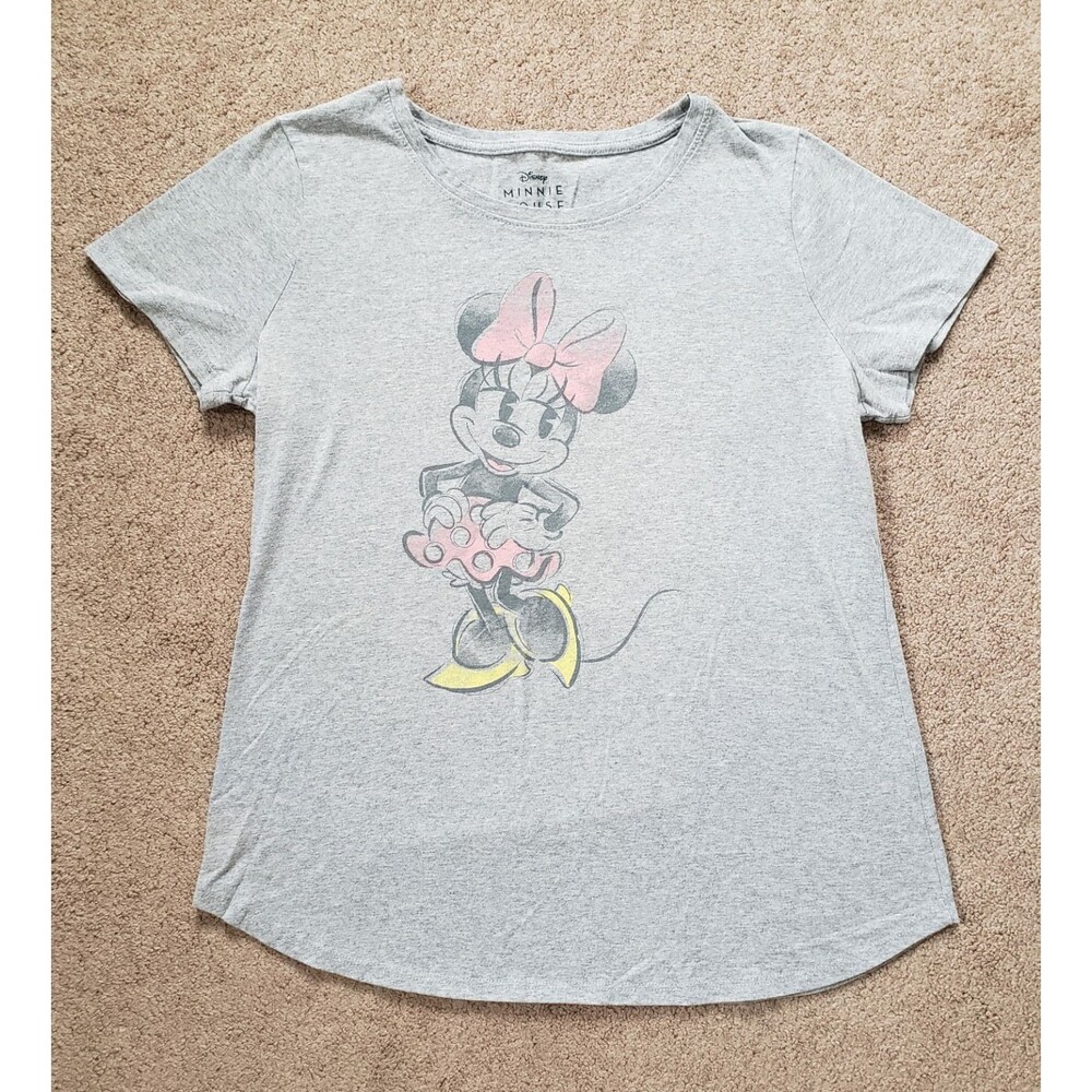 Disney Minnie Mouse Heathered Gray Women’s Graphic Tee Size Small 90% Cotton